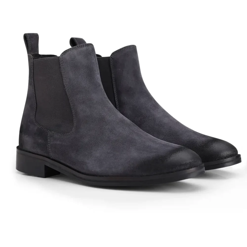 Grey Suede Leather Chelsea Boot
