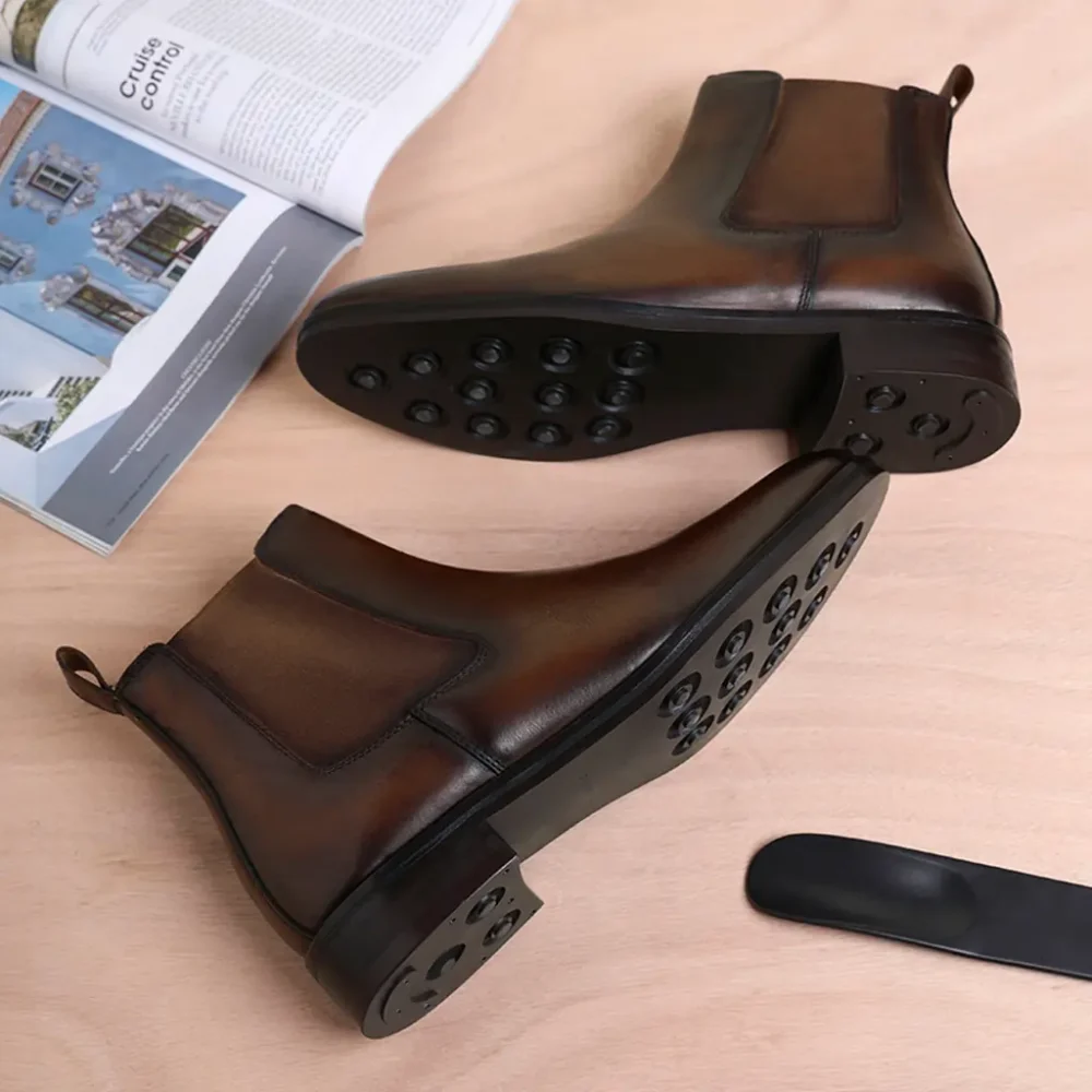 Plush Hand-Painted Leather Chelsea Boot - Image 5