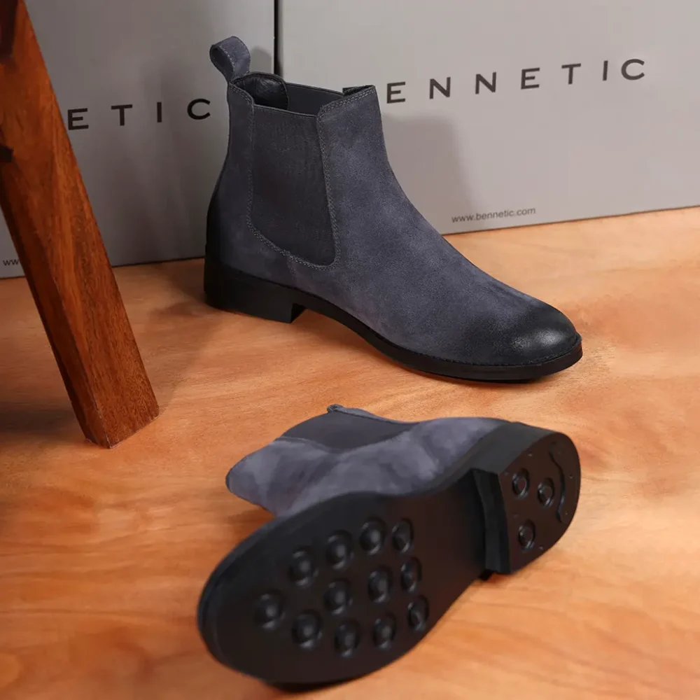 Grey Suede Leather Chelsea Boot - Image 4