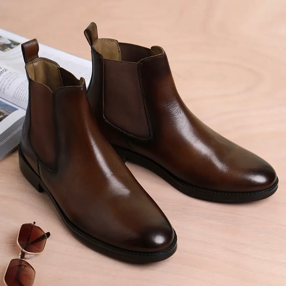 Plush Hand-Painted Leather Chelsea Boot - Image 6