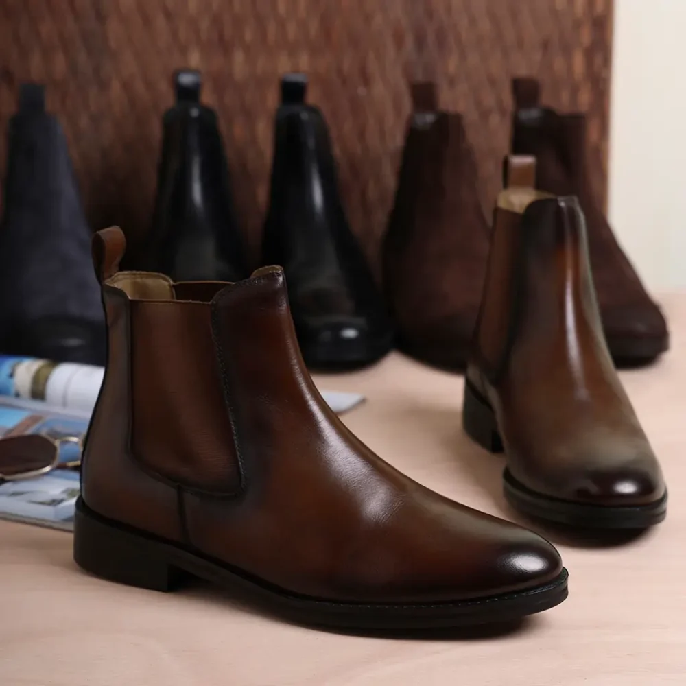 Plush Hand-Painted Leather Chelsea Boot - Image 7