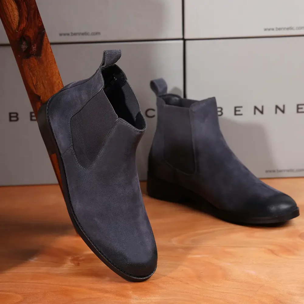 Grey Suede Leather Chelsea Boot - Image 6