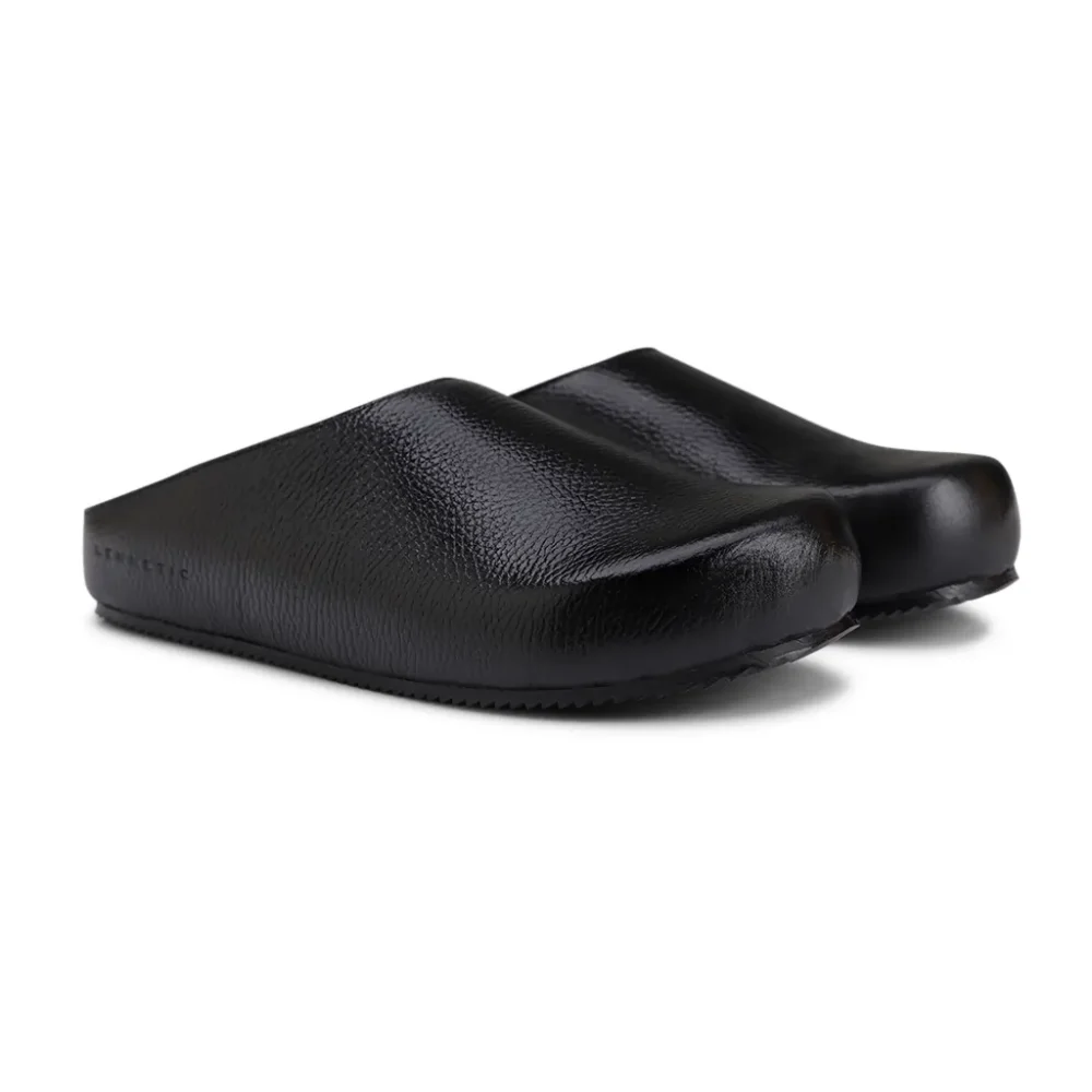 Jet Black Leather Mules - Image 2