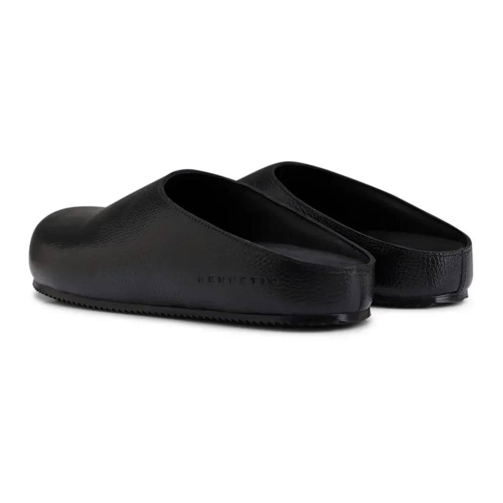 Jet Black Leather Mules - Image 3