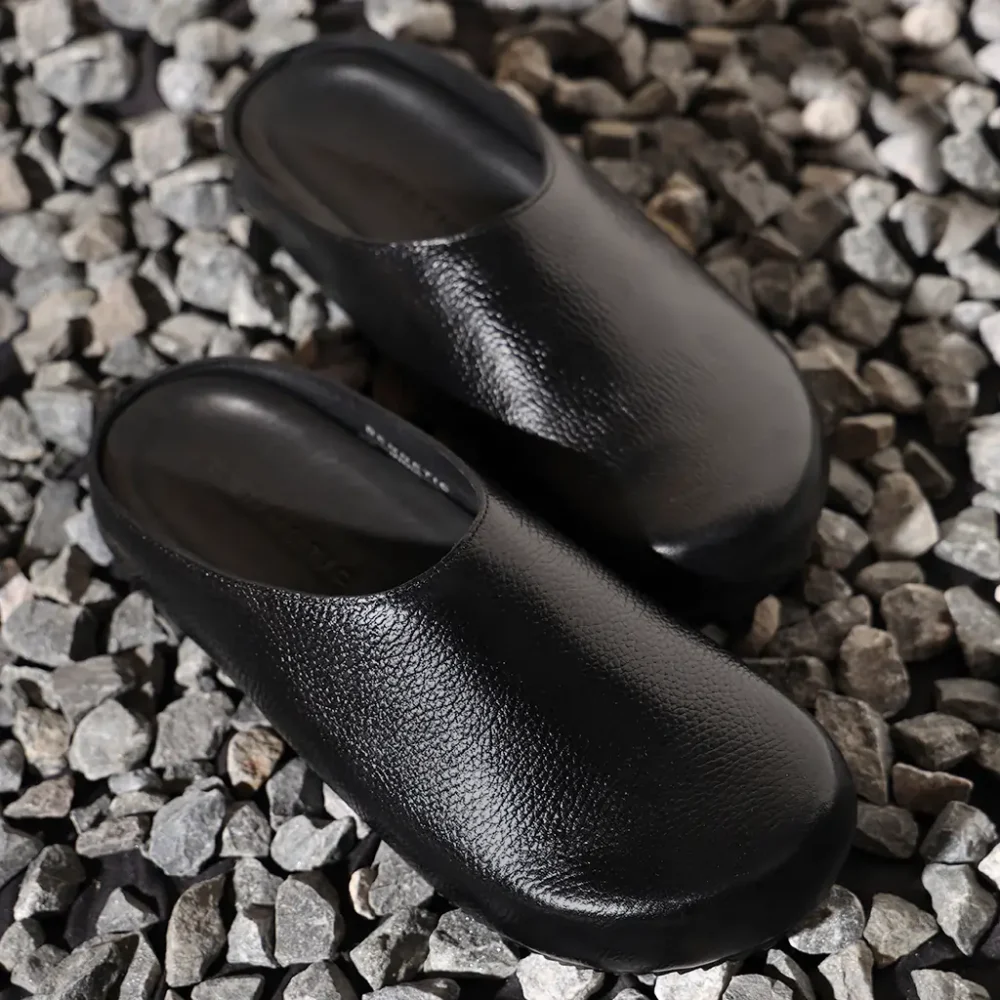 Jet Black Leather Mules - Image 5