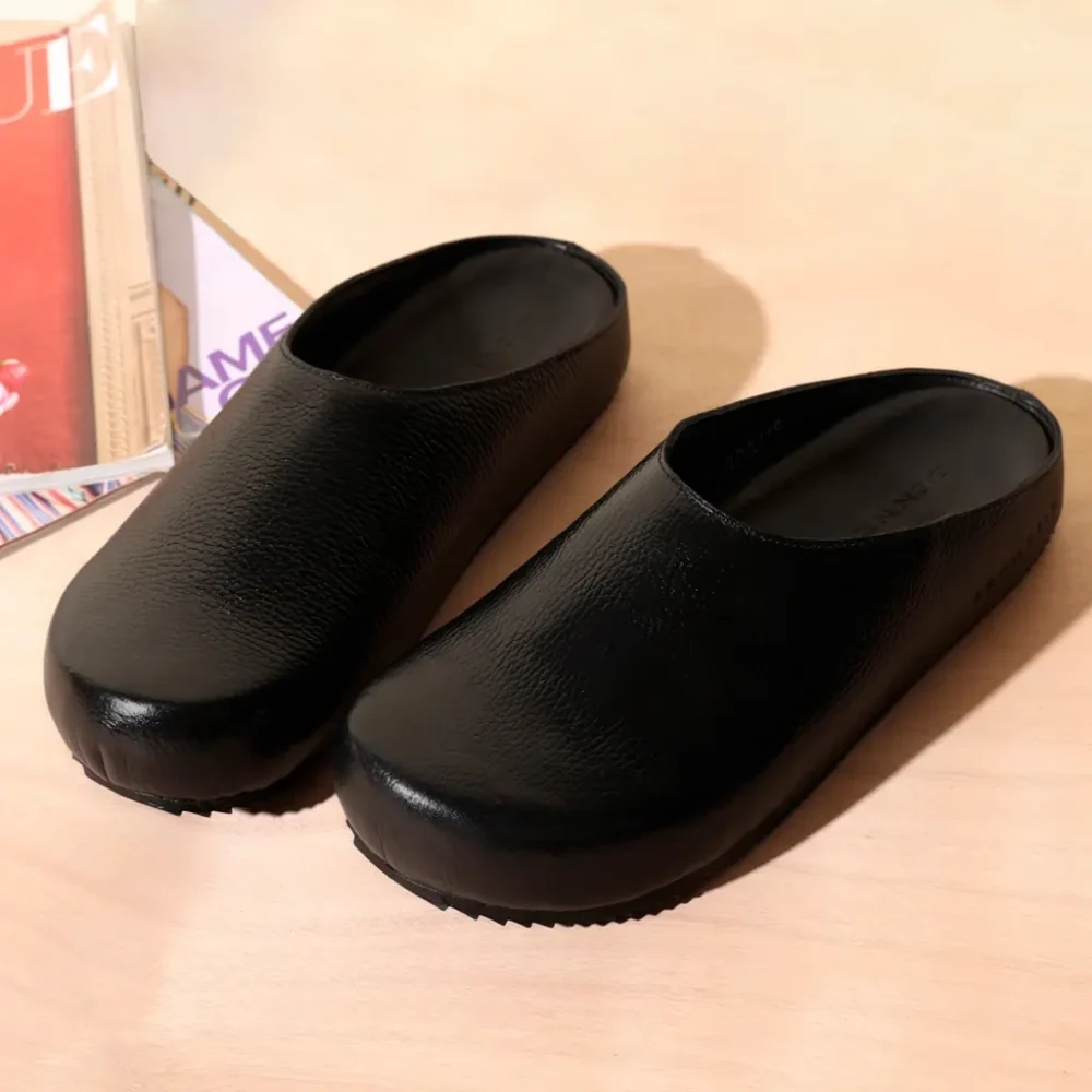 Jet Black Leather Mules - Image 7